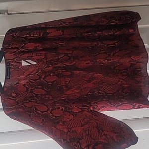 Red and black animal print blouse